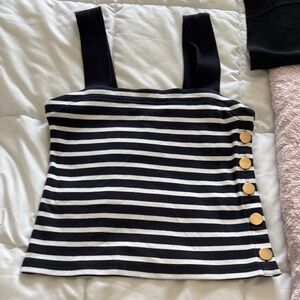 Ann Taylor Black and White Striped Tank Top